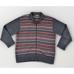 VTG Fisherman Out of Ireland XL Wool Sweater Cardigan Fair Isle Nordic Lambswool